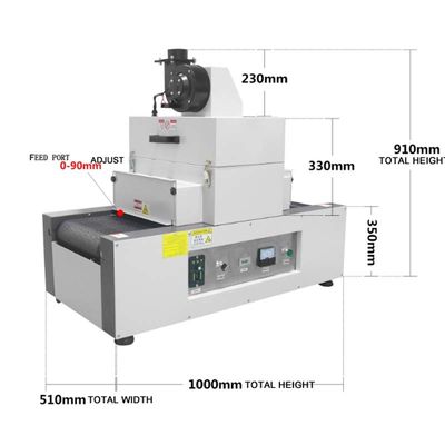 Small UV Curing Machine Conveyor System 2KW Mercury Lamp 300mm Mesh Belt Ink Proofer Dryer